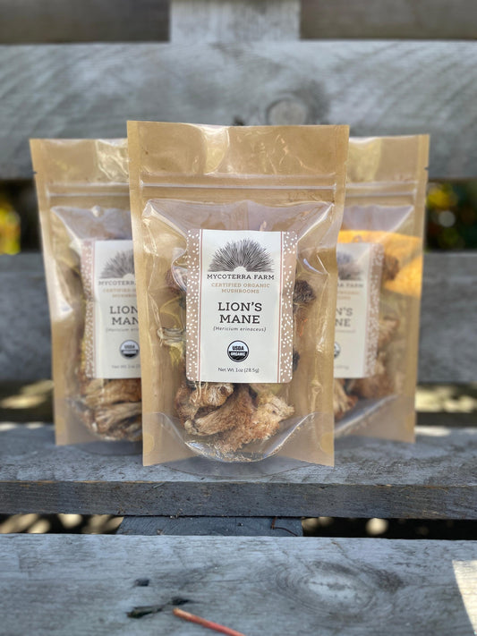 Certified Organic Dried Lions Mane Mushrooms